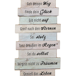 Plankenschild "Bitte glaub an dich" Shabby Chic Sprüche Weisheiten Glaubensprüche Holzoptik Planken Wanddekoration
