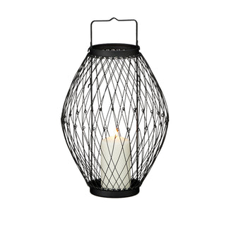 3in1 Metalllaterne schwarz flexibel Windlicht Kerzenhalter Gartenlaterne