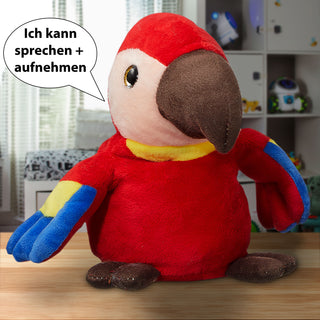 Sprechender Papagei Aufnahme Wiedergabefunktion 18x12,5x10cm Polyester batteriebetrieben Stofftier Sprechfunktion