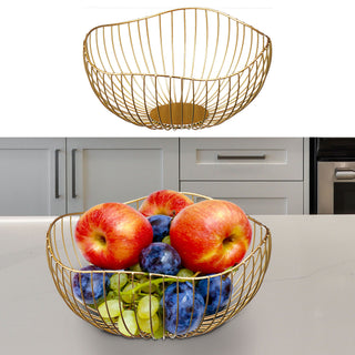 Obstschale "Wave1-7" gold / schwarz Korb Metallkorb Metall Schale Drahtgestell Aufbewahrungskorb