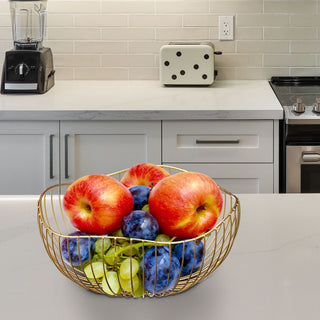 Obstschale "Wave1-7" gold / schwarz Korb Metallkorb Metall Schale Drahtgestell Aufbewahrungskorb