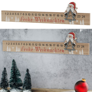 Adventskalender Holz 40x9cm Lineal Santafigur Tagesanzeiger Adventskalenderleiste Holzleiste Nikolaus Weihnachten