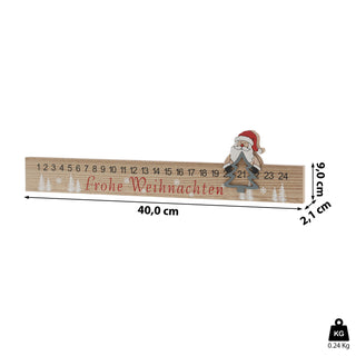 Adventskalender Holz 40x9cm Lineal Santafigur Tagesanzeiger Adventskalenderleiste Holzleiste Nikolaus Weihnachten