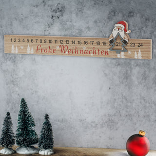 Adventskalender Holz 40x9cm Lineal Santafigur Tagesanzeiger Adventskalenderleiste Holzleiste Nikolaus Weihnachten