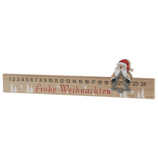 Adventskalender Holz 40x9cm Lineal Santafigur Tagesanzeiger Adventskalenderleiste Holzleiste Nikolaus Weihnachten