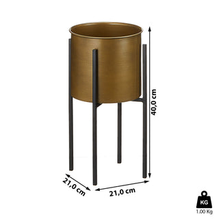Pflanztopf gold auf schwarzem Gestell Blumenständer Übertopf