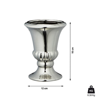 Bodenvase silber glänzend H:16/20/25cm Steinzeug Blumenvase Dekovase Steingut-Vase
