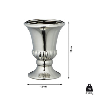 Bodenvase silber glänzend H:16/20/25cm Steinzeug Blumenvase Dekovase Steingut-Vase