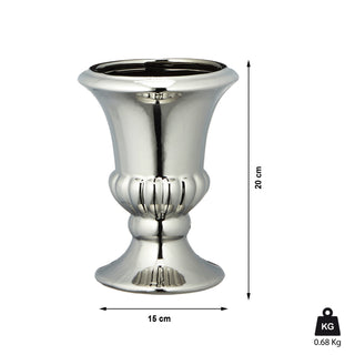 Bodenvase silber glänzend H:16/20/25cm Steinzeug Blumenvase Dekovase Steingut-Vase