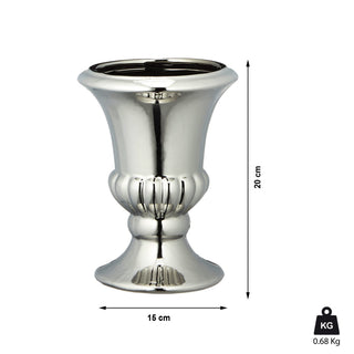 Bodenvase silber glänzend H:16/20/25cm Steinzeug Blumenvase Dekovase Steingut-Vase