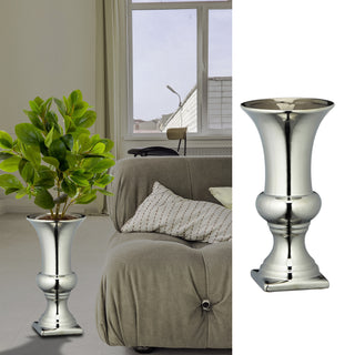 Bodenvase silber glänzend H:25/30cm Steinzeug Blumenvase Dekovase Steingut-Vase