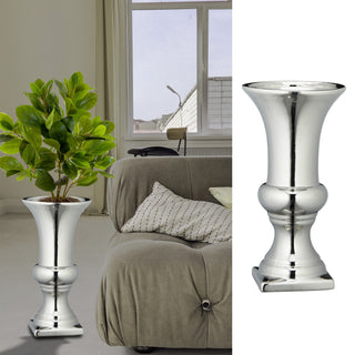 Bodenvase silber glänzend H:25/30cm Steinzeug Blumenvase Dekovase Steingut-Vase