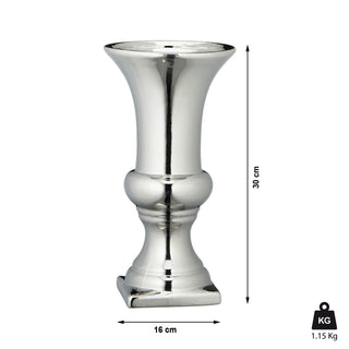 Bodenvase silber glänzend H:25/30cm Steinzeug Blumenvase Dekovase Steingut-Vase