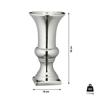 Bodenvase silber glänzend H:25/30cm Steinzeug Blumenvase Dekovase Steingut-Vase