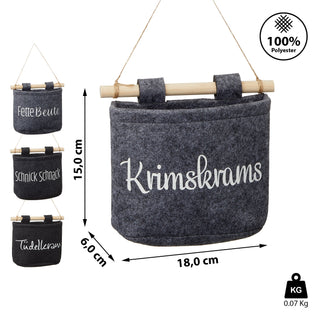 4x Aufbewahrungstasche aus Filz zum Hängen mit Schriftzug Hängekorb