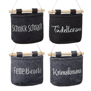 4x Aufbewahrungstasche aus Filz zum Hängen mit Schriftzug Hängekorb