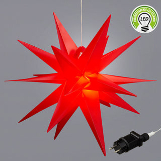 LED Leuchtstern 3D PVC Weihnachststern XL zum Aufhängen beleuchtet Timerfunktion rot inkl. SMD LED Ø 60cm Outdoor IP44