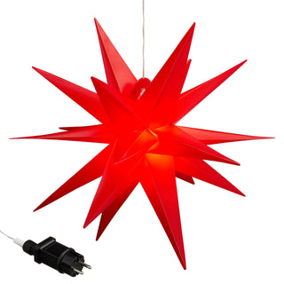 LED Leuchtstern 3D PVC Weihnachststern XL zum Aufhängen beleuchtet Timerfunktion rot inkl. SMD LED Ø 60cm Outdoor IP44