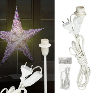 Lampenfassung mit Schalter 4m weiß Kunststoff Eurostecker E14 Sockel Fassung für Glühbirne