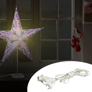 Lampenfassung mit Schalter 4m weiß Kunststoff Eurostecker E14 Sockel Fassung für Glühbirne