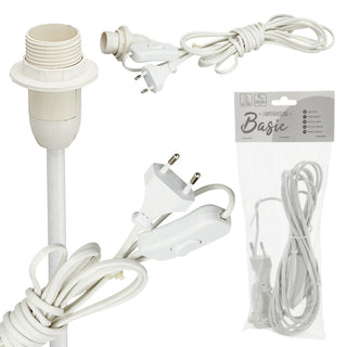 Lampenfassung mit Schalter 4m weiß Kunststoff Eurostecker E14 Sockel Fassung für Glühbirne
