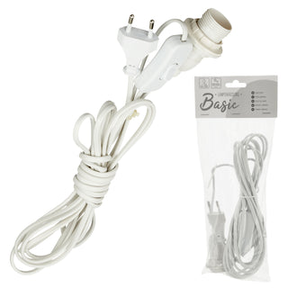 Lampenfassung mit Schalter 4m weiß Kunststoff Eurostecker E14 Sockel Fassung für Glühbirne