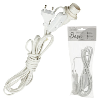 Lampenfassung mit Schalter 4m weiß Kunststoff Eurostecker E14 Sockel Fassung für Glühbirne