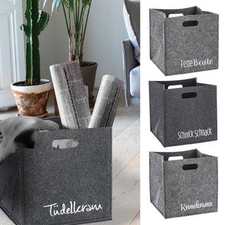 Aufbewahrungsbox aus Filz mit Sprüchen im 4er Set Sortierboxen 28x28 cm