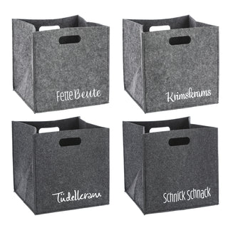 Aufbewahrungsbox aus Filz mit Sprüchen im 4er Set Sortierboxen 28x28 cm
