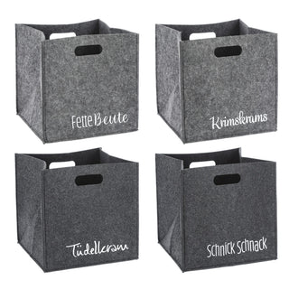 Aufbewahrungsbox aus Filz mit Sprüchen im 4er Set Sortierboxen 28x28 cm