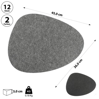 Platzmatte "Apart" 12er Set  Tischset aus Filz 36 x 44 cm Farbwahl