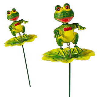 4er Set Blumenstecker Tiere auf Blatt H60cm Eisen Polystyrol bunt Biene Frosch Raupe Marienkäfer beweglich Gartendekoration