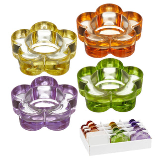 Teelichthalter Blume 15 Stück Display bunt sortiert 4 Farben Windlicht Teelicht Kerze Kerzenständer