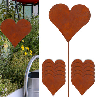 1/3/6/12/36x Gartenstecker Herz im Rost Design 80 cm
