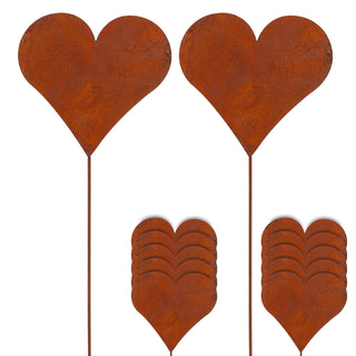 1/3/6/12/36x Gartenstecker Herz im Rost Design 80 cm