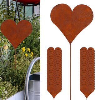 1/3/6/12/36x Gartenstecker Herz im Rost Design 80 cm