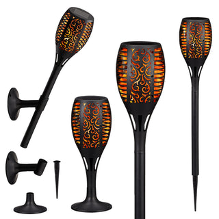 4er Set LED Solar Fackel, real. Flammenflackern ca. 58cmH, Licht, Lampen, stellen, stecken, Wandhalterung