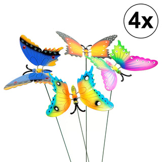 4er Set Gartenstecker Schmetterling in 4 Designs ca 60,5cm