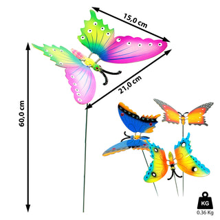 4x Gartenstecker Schmetterling H60 cm Dekostecker Gartendekoration