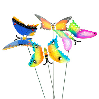 4x Gartenstecker Schmetterling H60 cm Dekostecker Gartendekoration