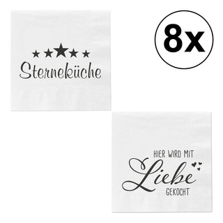 1x / 8x Trend Servietten Küche 2 verschiedene Designs 33 x 33 cm