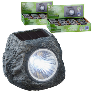 6/24x Solarlampe Set Steinoptik schwarz 6,5x6x5cm Polyresin Gartenleuchte Wegleuchte Akkubetrieben Solarpaneel