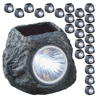 6/24x Solarlampe Set Steinoptik schwarz 6,5x6x5cm Polyresin Gartenleuchte Wegleuchte Akkubetrieben Solarpaneel