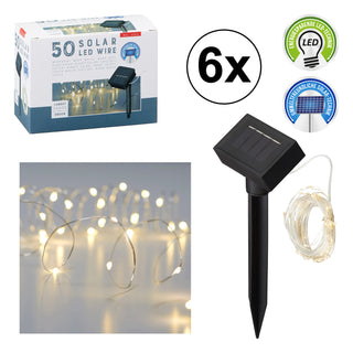 6x SOLAR LED-Lichterkette, Kupferdraht , 50x LED, 5.90m