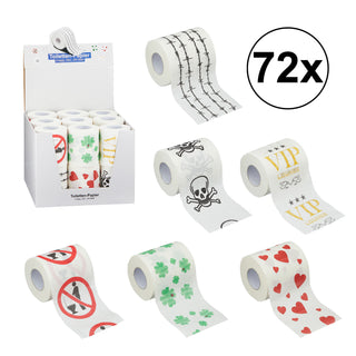 72x Toilettenpapier mit verschiedenen Motiven, 25m, 250 Blatt, zweilagig