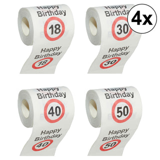 72x Toilettenpapier "Runder Geburtstag" 18er Display, 20m, 200Blatt, zweilagig, sortiert