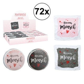 72er Display Magisches Handtuch Herzensmensch, 2fach sortiert,30 x 30 cm, Waschlappen, Liebe, Valentinstag, Herz