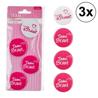3x Anstecker Braut + Team Braut im 4 er Set