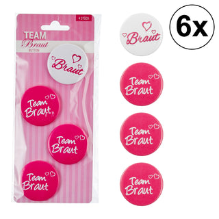 6x Anstecker Braut + Team Braut im 4 er Set