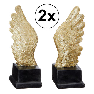 2er Set Engelsflügel Skulptur 19cm gold Deko Wohnen Retro Liebe